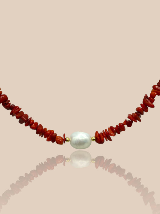 Collana Corallini Rossi con Perla